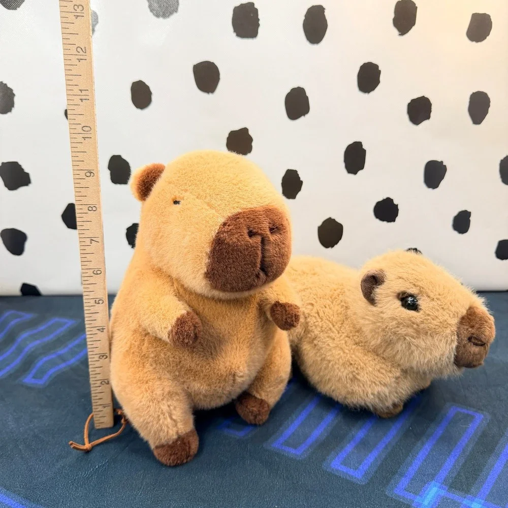 Capybara Plush Stuffed Animal Lot (2) Seated Standing Japanese Kawaii
